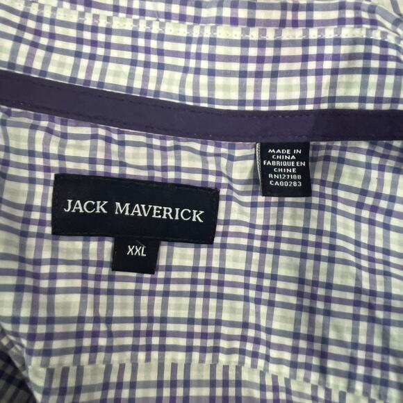 John Maverick Performance Shirt Mens 2XL Purple Plaid Button Up‎ Long Sleeves - Picture 5 of 9